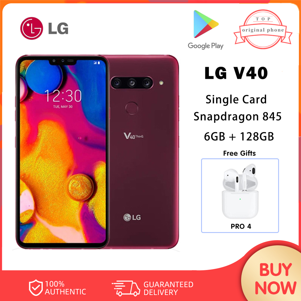 LG V40 ThinQ 6.4 Inches 6GB RAM + 128GB ROM 16MP Triple Camera LTE Single SIM Snapdragon 845 Fingerprint Unlocked Cellphone Used · v18