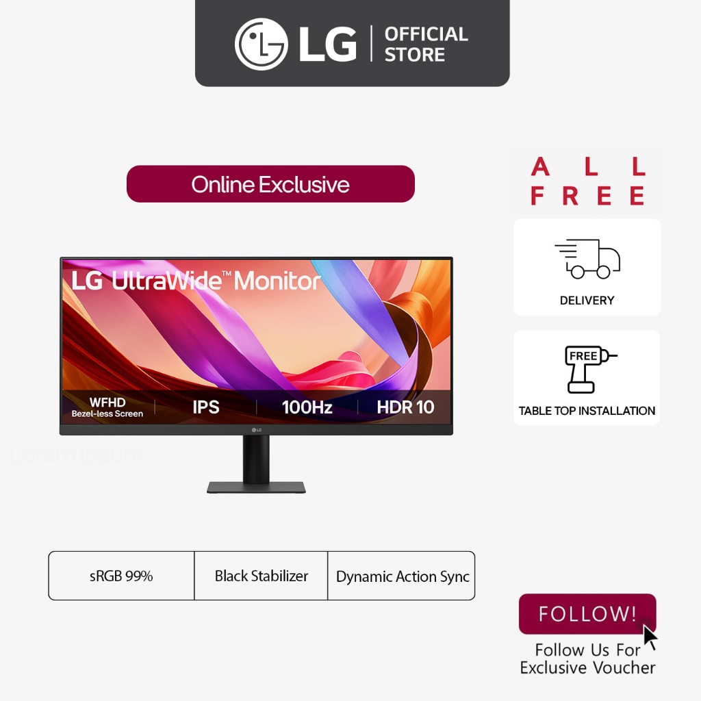 [New] Online Exclusive] LG 29U511A-B 29" UltraWide™ HDR IPS Display Monitor | sRGB 99% | 100Hz Refresh Rate | HDR10 · v6