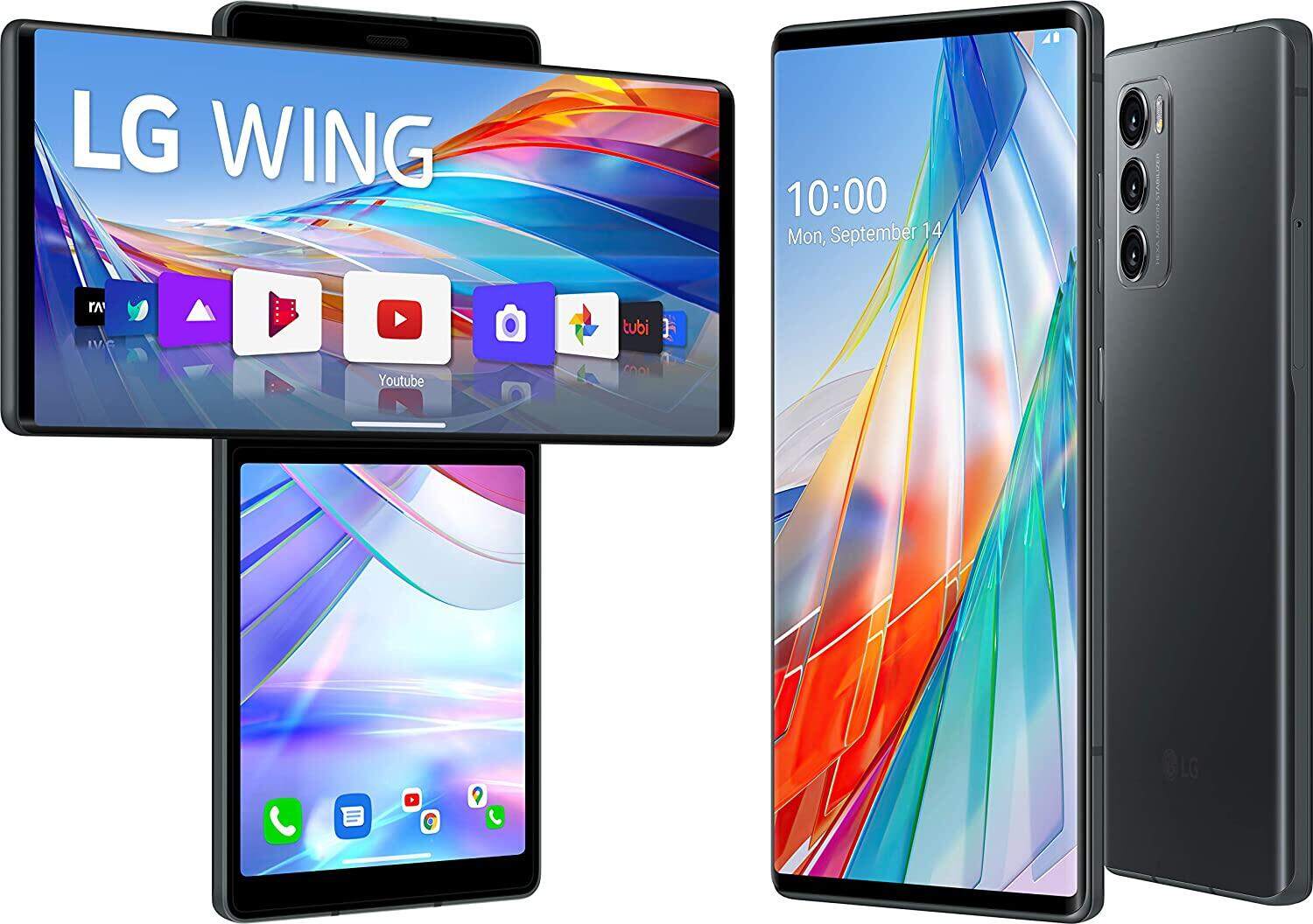 LG WING 5G CellPhone Dual Sim Unlocked Flip Dual Screen Mobile Phone 6.8'' 8GB+256GB Snapdragon 765 Android NFC SmartPhone LM-F100EMW · v22