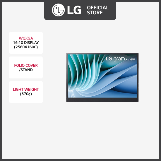 [Pre-Order] LG 16MR70.ASDA3 Gram +view WQXGA (2560 x 1600) Portable IPS Display | Folio Cover/Stand | Lightweight (670g) · v4