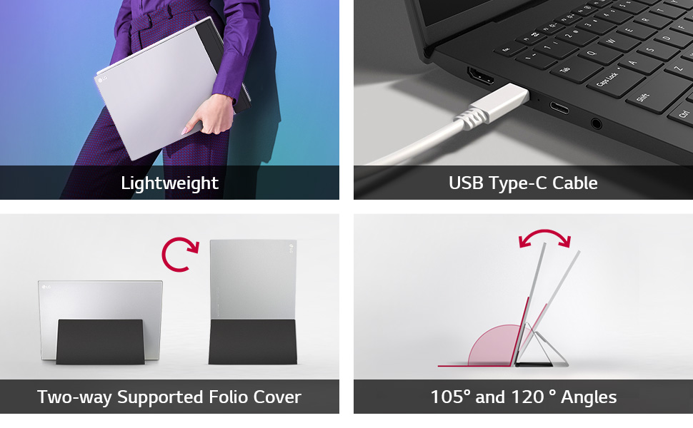 [Pre-Order] LG 16MR70.ASDA3 Gram +view WQXGA (2560 x 1600) Portable IPS Display | Folio Cover/Stand | Lightweight (670g) · v4
