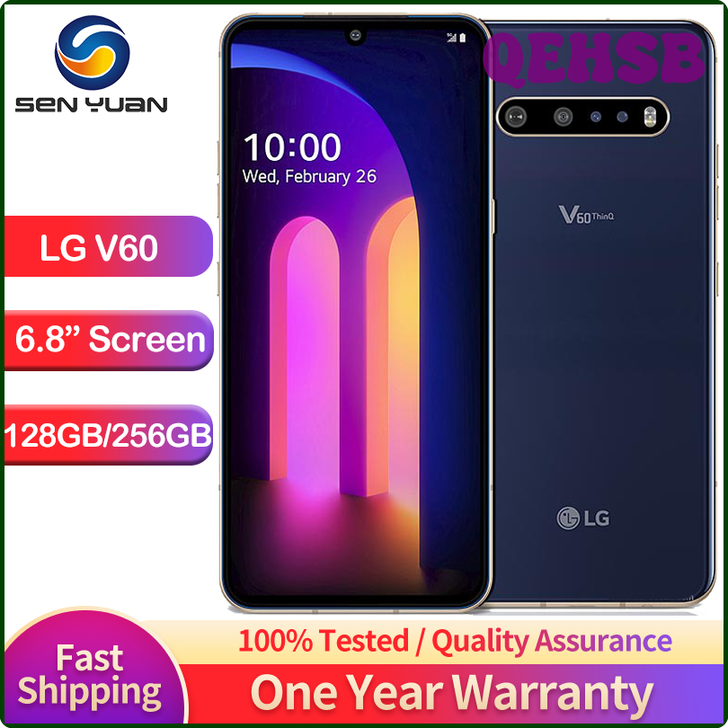 QEHSB Original LG V60 5G ThinQ Moilble Phone V600TM V600VM V600AM 6.8 Android SamrtPhone 8GB RAM 128GB/256GB ROM CellPhone HSRJH