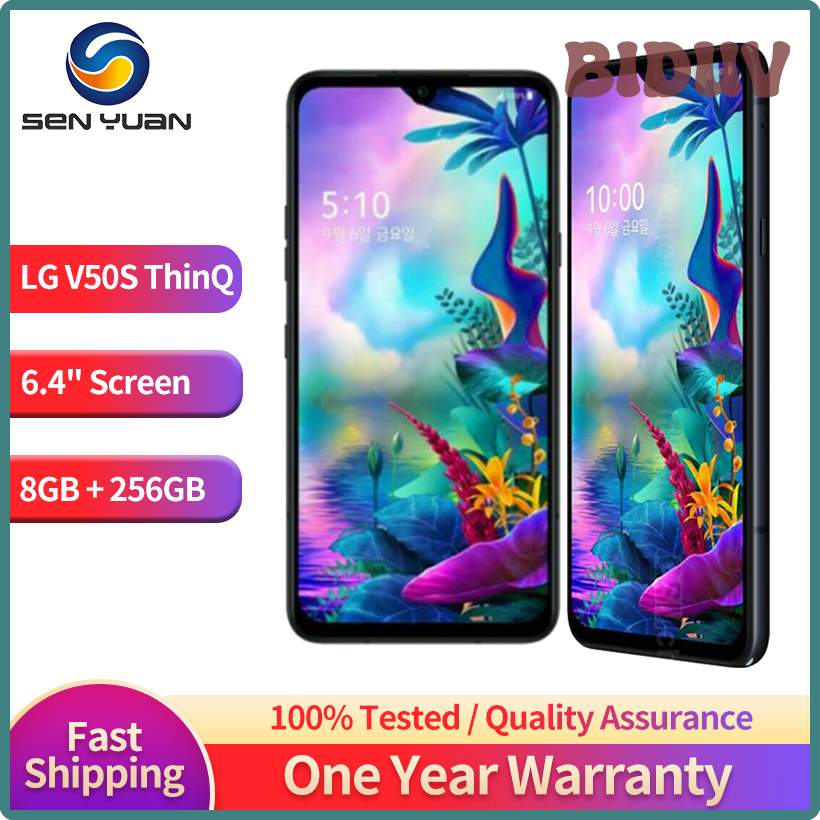 BIDUV Original LG V50S ThinQ 5G Mobile Phone 8GB+256GB Unlocked LG V510N Android SmartPhone 32MP Camera 4G LTE Fingerprint CellPhone PQIDB