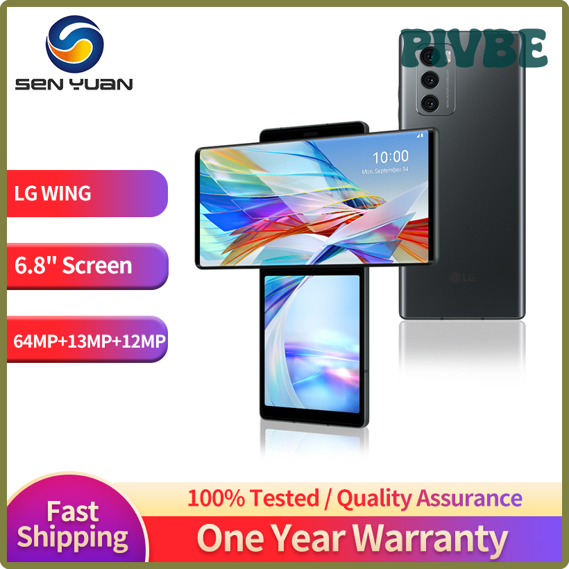 PIVBE LG WING LMF100N LMF100VM 5G Mobile Phone 6.8'' OLED Screen 8GB RAM 128GB/256GB ROM 64MP+32MP NFC Android CellPhone QIVBO