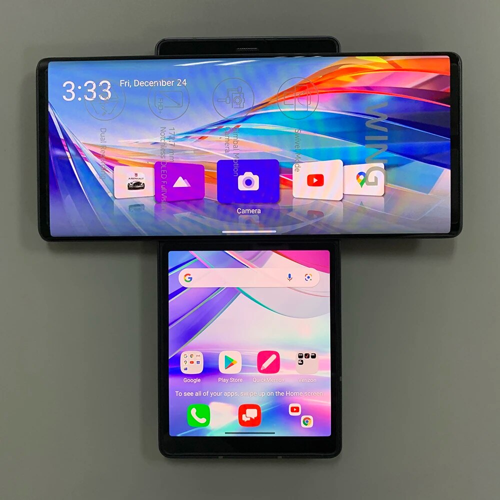 PIVBE LG WING LMF100N LMF100VM 5G โทรศัพท์มือถือ หน้าจอ OLED 6.8 นิ้ว RAM 8GB ROM 128GB/256GB 64MP 32MP NFC โทรศัพท์มือถือ Android QIVBO
