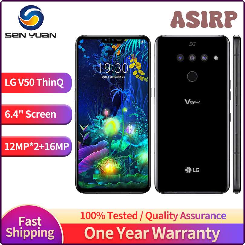 ASIRP Original LG V50 ThinQ 5G Mobile Phone 6.4'' 6GB RAM 128GB ROM 12MP*2+16MP Camera CellPhone Octa-Core Android SmartPhone NVOIQ