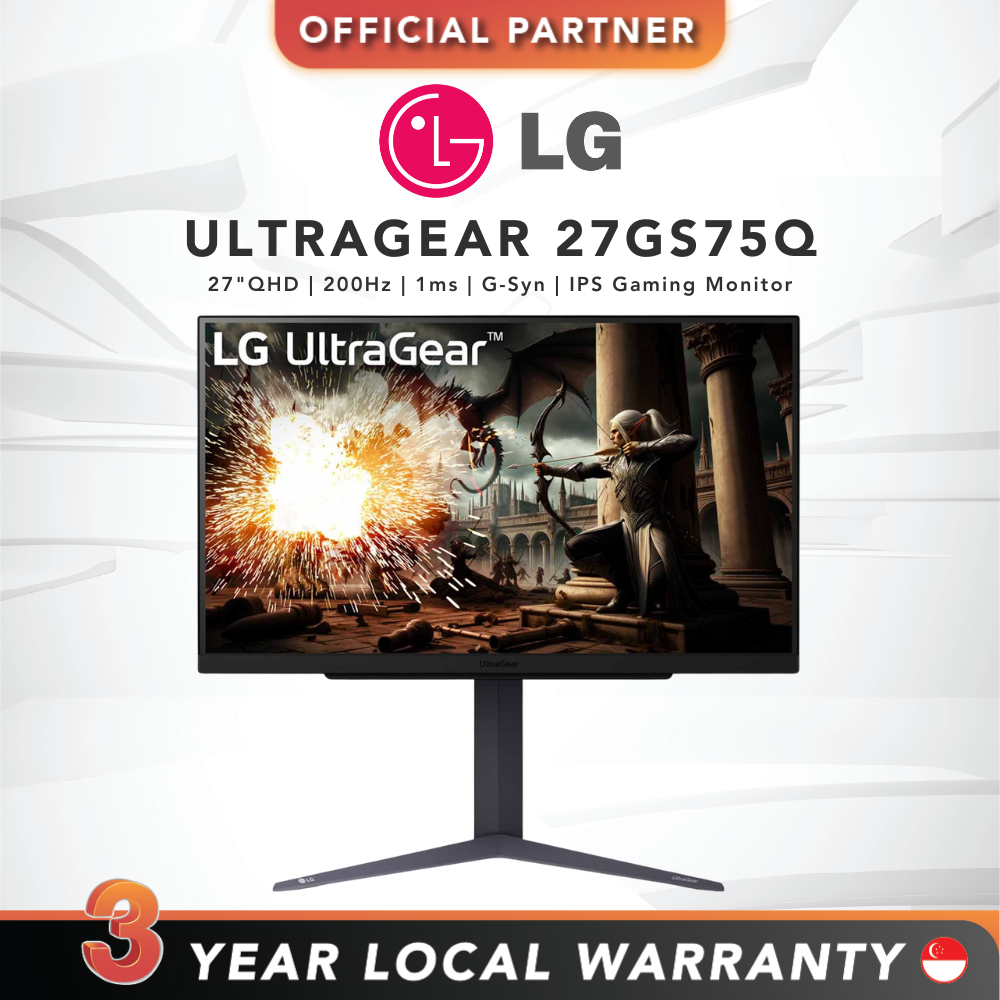 [FAST SHIP] LG UltraGear 27GS75Q | 27"QHD | 200Hz | 1ms | G-Syn | IPS Gaming Monitor (27GS75Q-B)