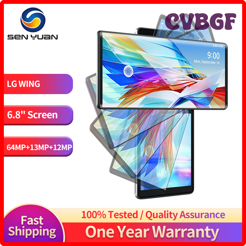 CVBGF LG Wing F100N/F100VM/F100TMW Single/Dual Sim Android 6.8" 8GB ROM 128/256GB RAM Rear Camera Unlocked Original Cell Phone NFC DFSAZ