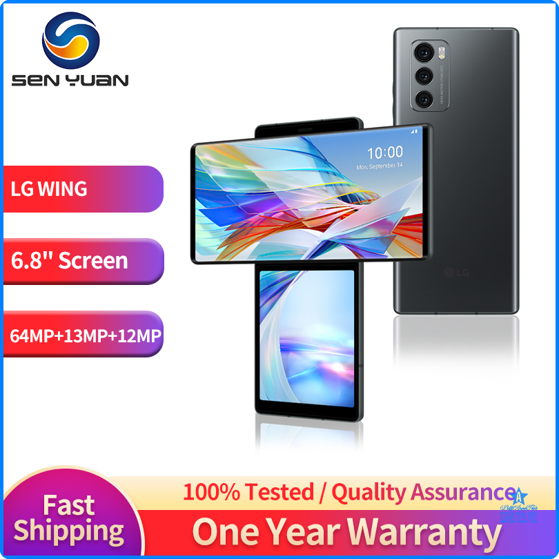 [op010] LG WING LMF100N LMF100VM 5G Mobile Phone 6.8'' OLED Screen 8GB RAM 128GB/256GB ROM 64MP+32MP NFC Android CellPhone