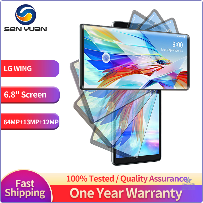 [op061] Original LG WING LMF100N LMF100TMW LMF100VM 5G Mobile Phone 6.8'' 8GB RAM 128GB/256GB ROM Single/Dual SIM Octa Core CellPhone