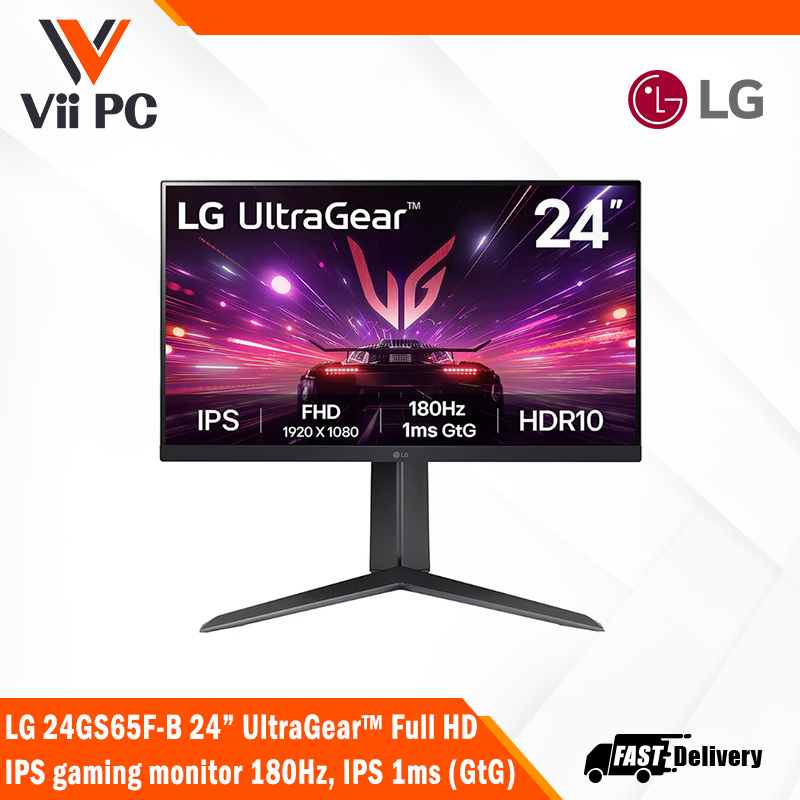 LG 24GS65F-B 24"Inch UltraGear™ Full HD IPS gaming monitor 180Hz, IPS 1ms (GtG), HDR10