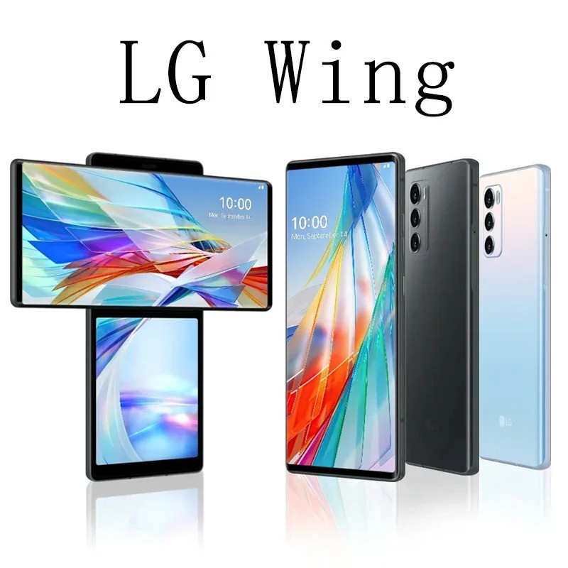 Unlocked Original LG Wing F100N/F100VM/F100TM Single/Dual Sim Android 13 OS 6.8 Octa Core 8GB ROM 128/256GB RAM Camera Cell Phone JRBR