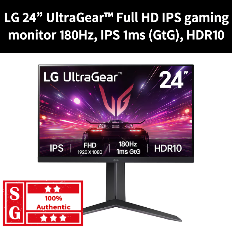 LG 24” UltraGear™ Full HD IPS gaming monitor | 180Hz, IPS 1ms (GtG), HDR10 24GS65F-B LG Full HD (1920 x 1080) LG Monitor 24 Inch LG 24 Inch Monitor LG 24GS65F-B Monitor FHD Monitor IPS Monitor IPS Gaming Monitor 24 Inch Monitor 180Hz LG Gaming Monitor LG · v2