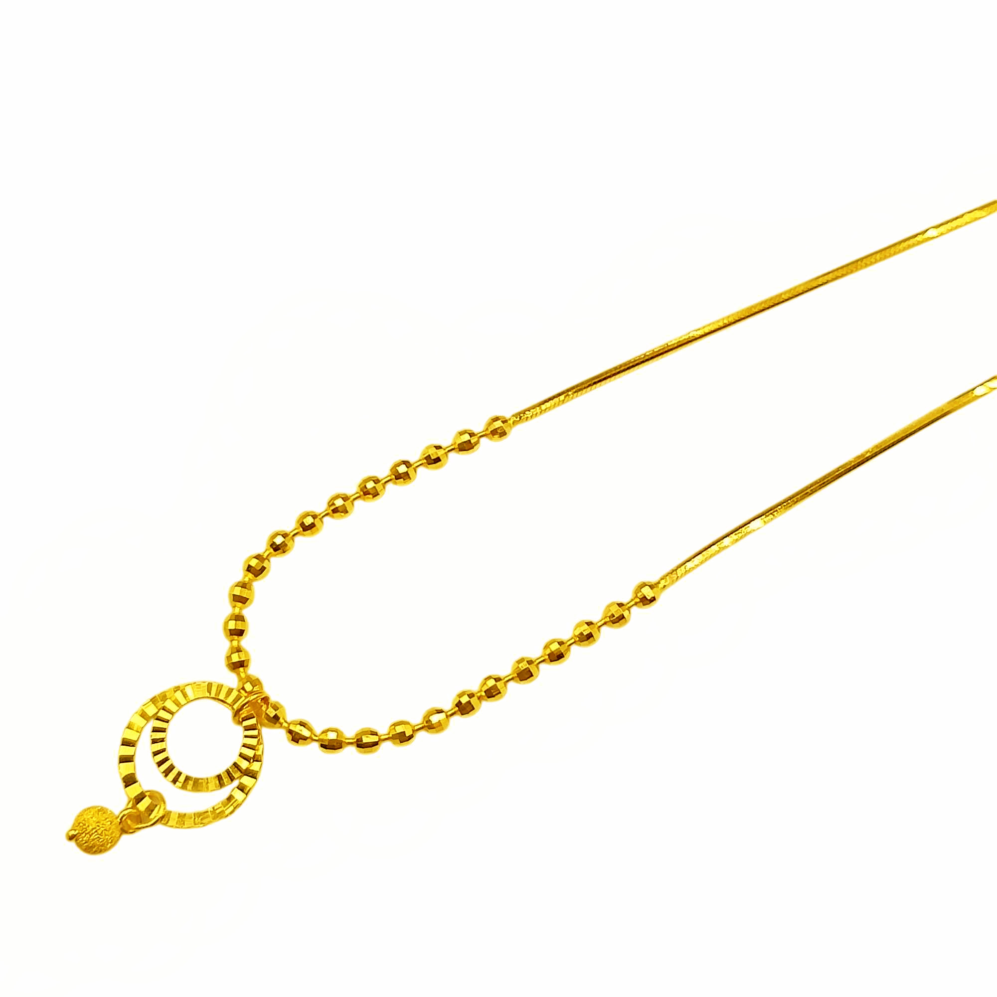 Collana pendente rotonda fantasia con palline in oro 916