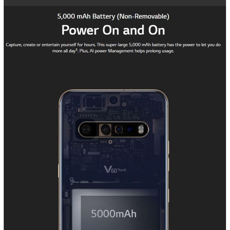 Local Warranty LG V60 ThinQ 6.8Inches 8GB RAM 128GB ROM 64MP Triple Rear Camera Single SIM Fingerprint Cellphone · v7