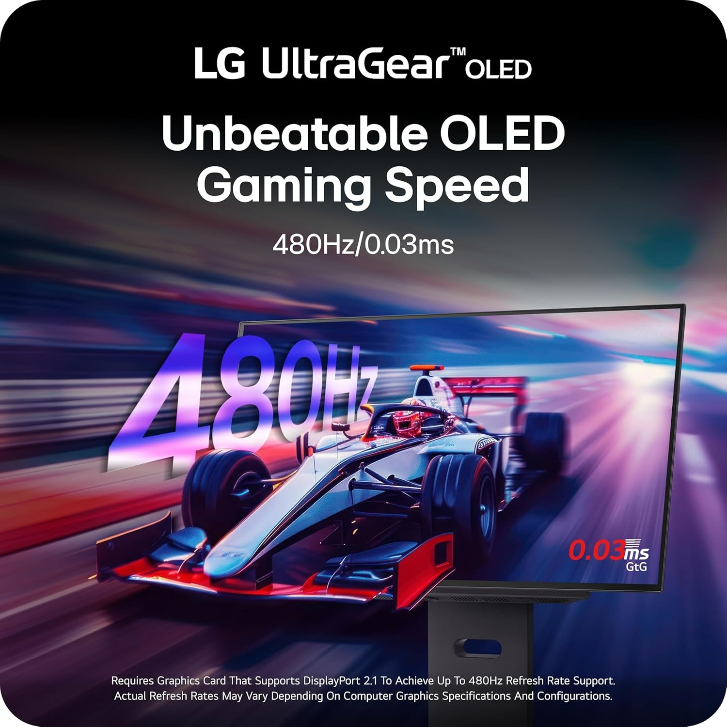 จอภาพ LG 27GX790A-B 27 นิ้ว UltraGear OLED QHD 1440P 480Hz 0.03ms รองรับ G-Sync® DisplayPort 2.1 จอภาพสำหรับเล่นเกม