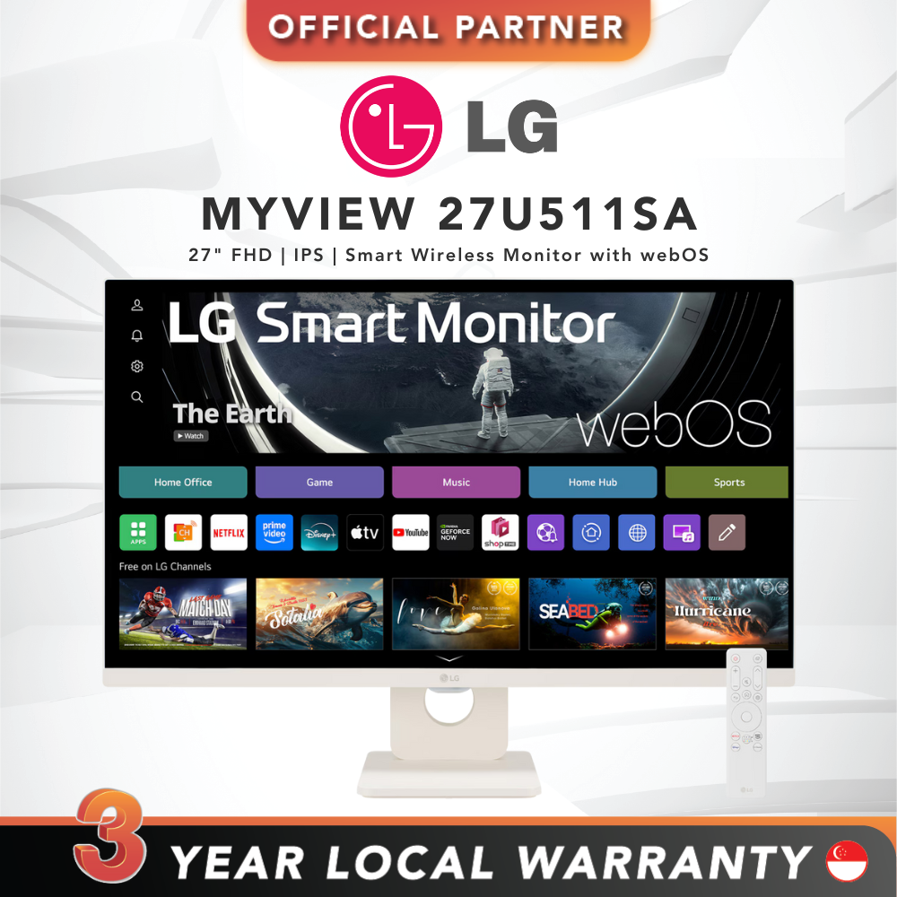 LG MyView 27U511SA | 27" FHD | IPS | Smart Wireless Monitor with webOS (27U511SA-W)